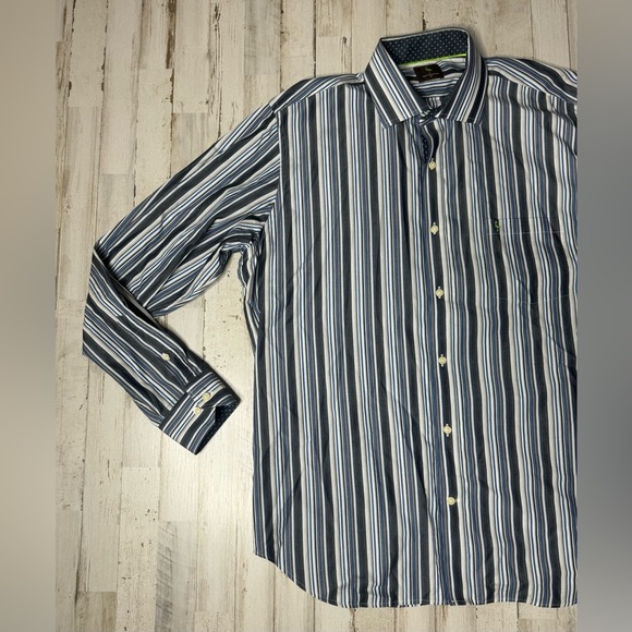 Tailorbyrd Mens Dress Shirt XL Flip Cuff Long Sleeve Black/white Button Up - Picture 4 of 14